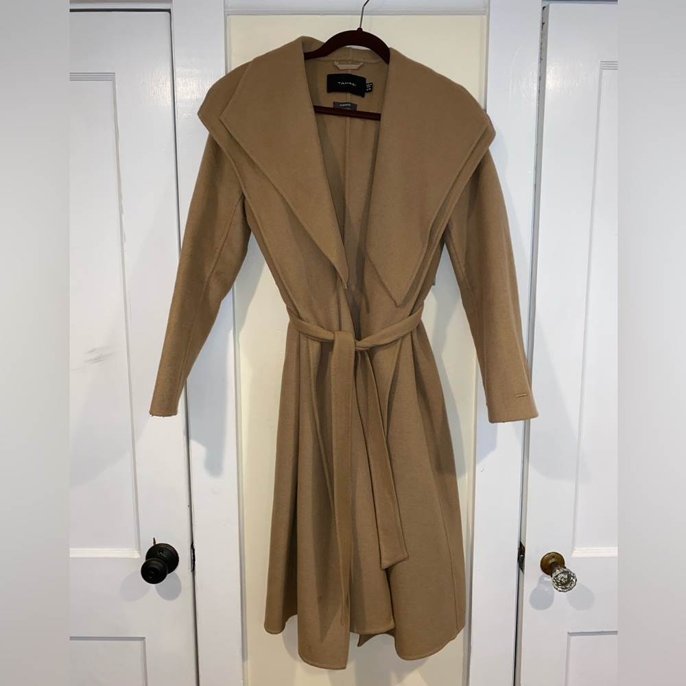 TAHARI Women’s Maxi Double Face Wool Blend Wrap Coat
